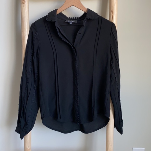 Lulu’s On A Whimsy Black Button Up Top Sz XS - Picture 3 of 7